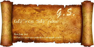 Görcs Sándor névjegykártya